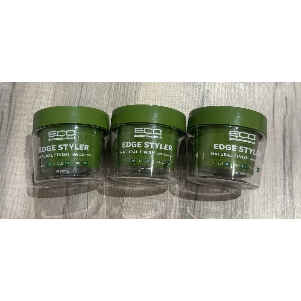 Eco Style Edge Styler Hair Gel, Strong Hold, Olive Oil, Water-Based, 3 oz Green